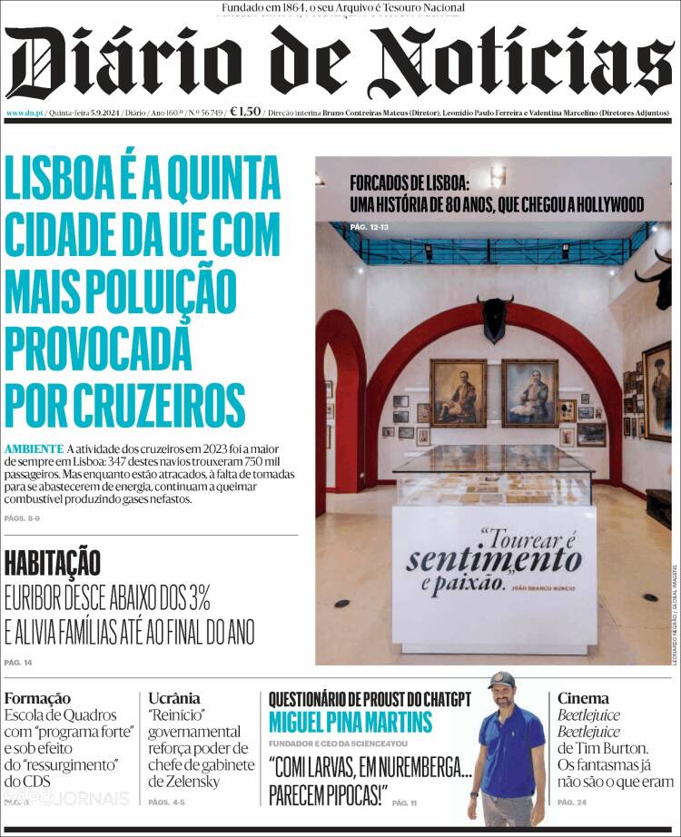 Portada de Diário de Noticias (Portugal)