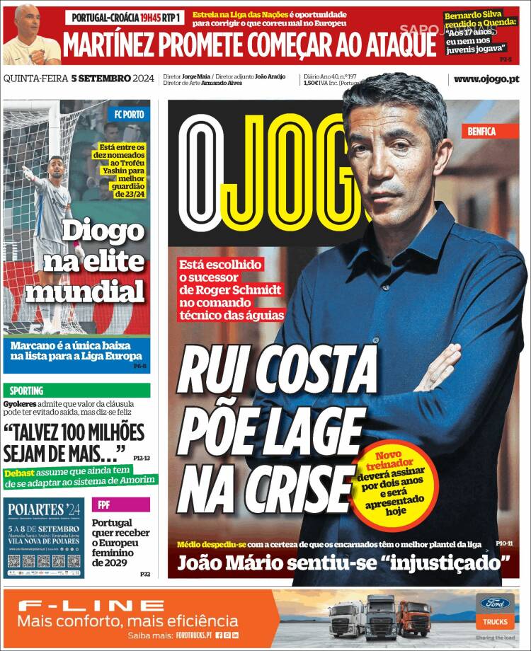 Portada de O Jogo (Portugal)