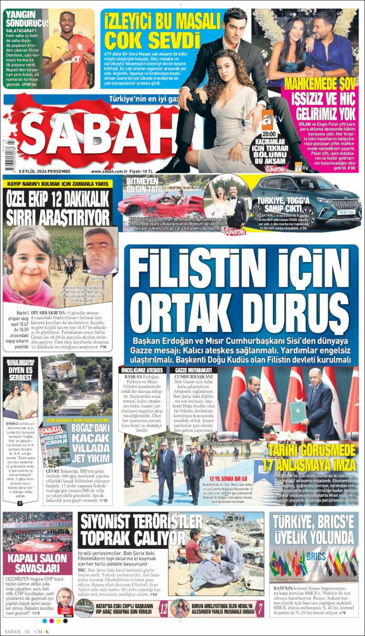 Portada de Sabah (Turqu&iacute;a)