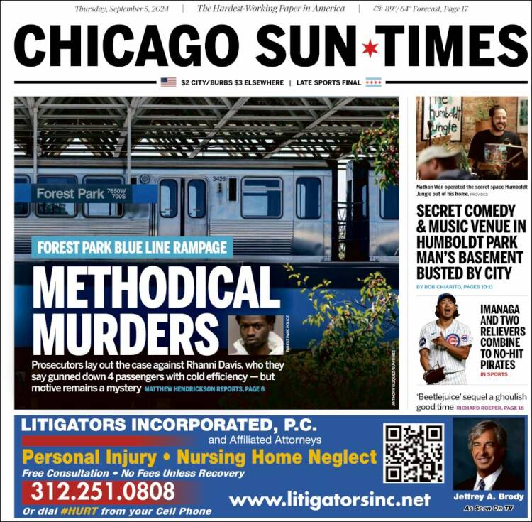 Portada de Chicago Sun-Times (USA)