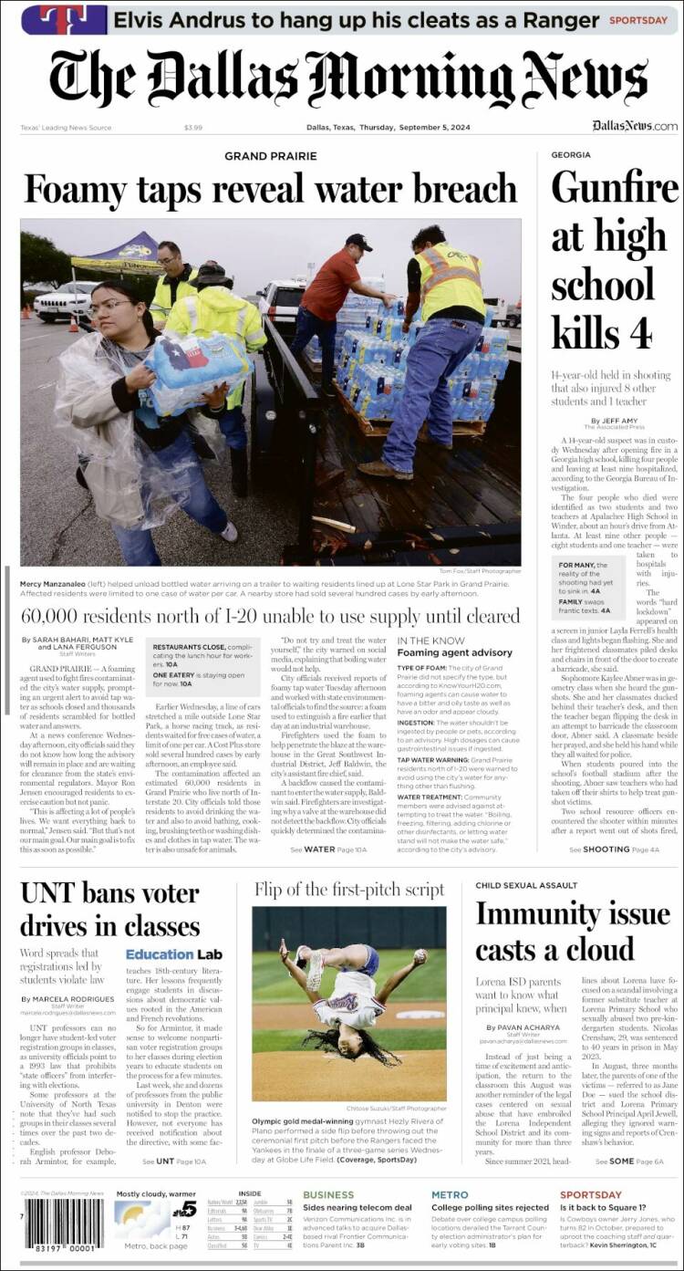 Portada de Dallas Morning News (USA)