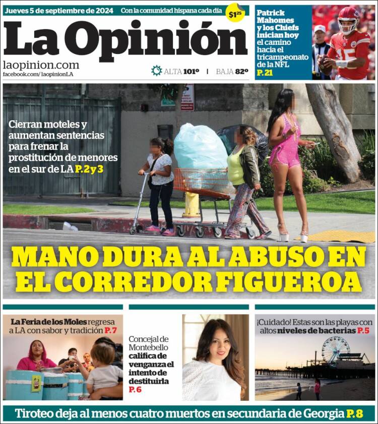 Portada de La Opinión (USA)