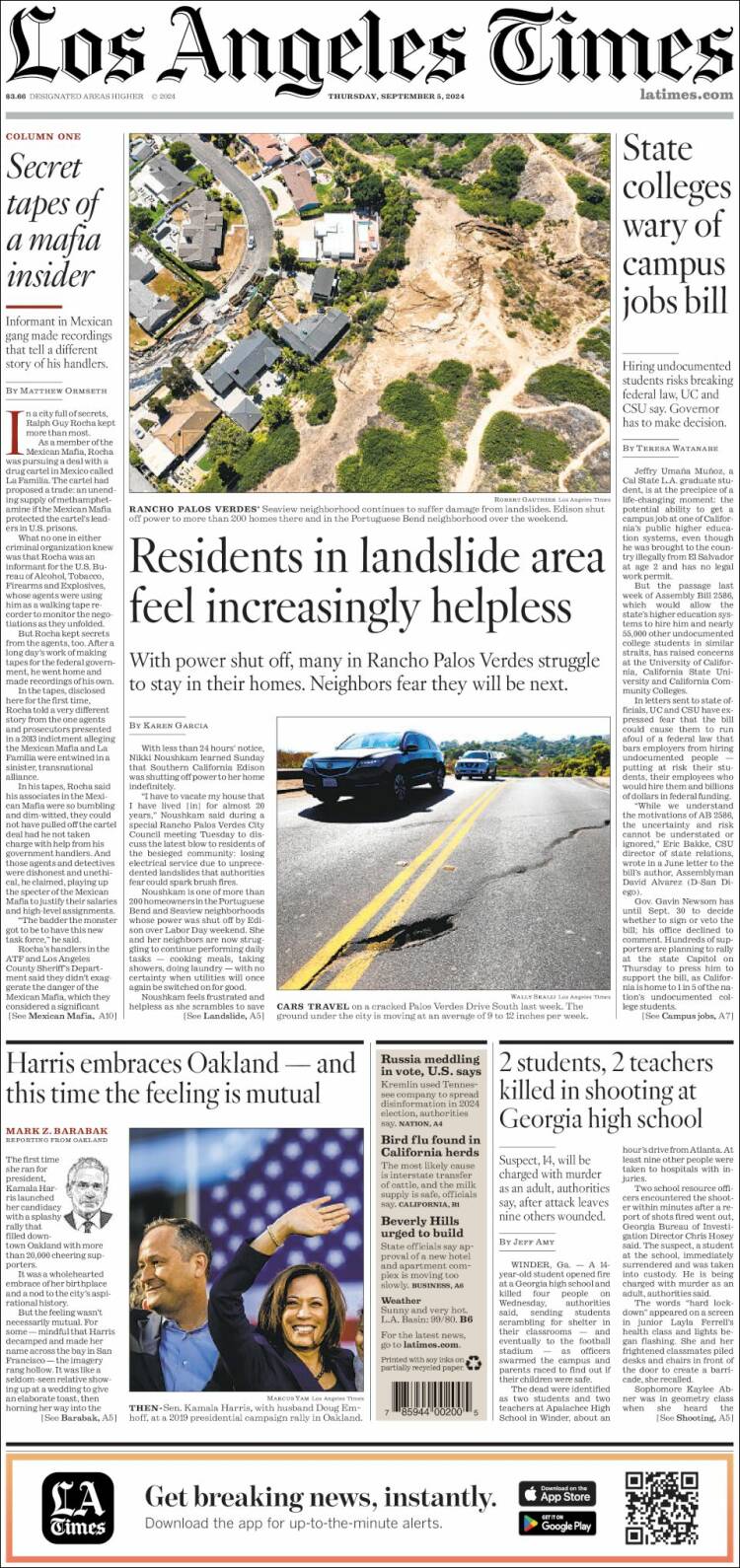 Portada de Los Angeles Times (USA)