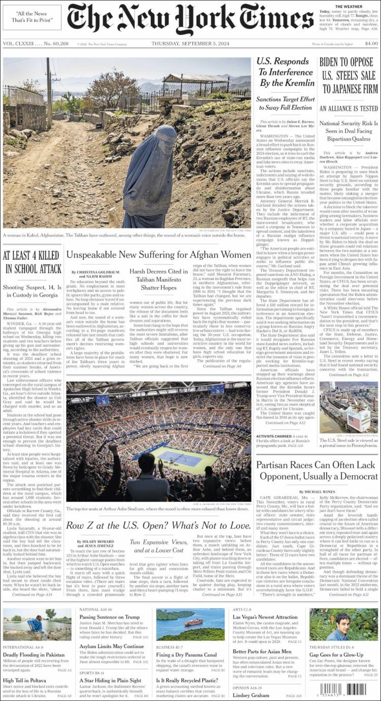 Portada de New York Times (USA)