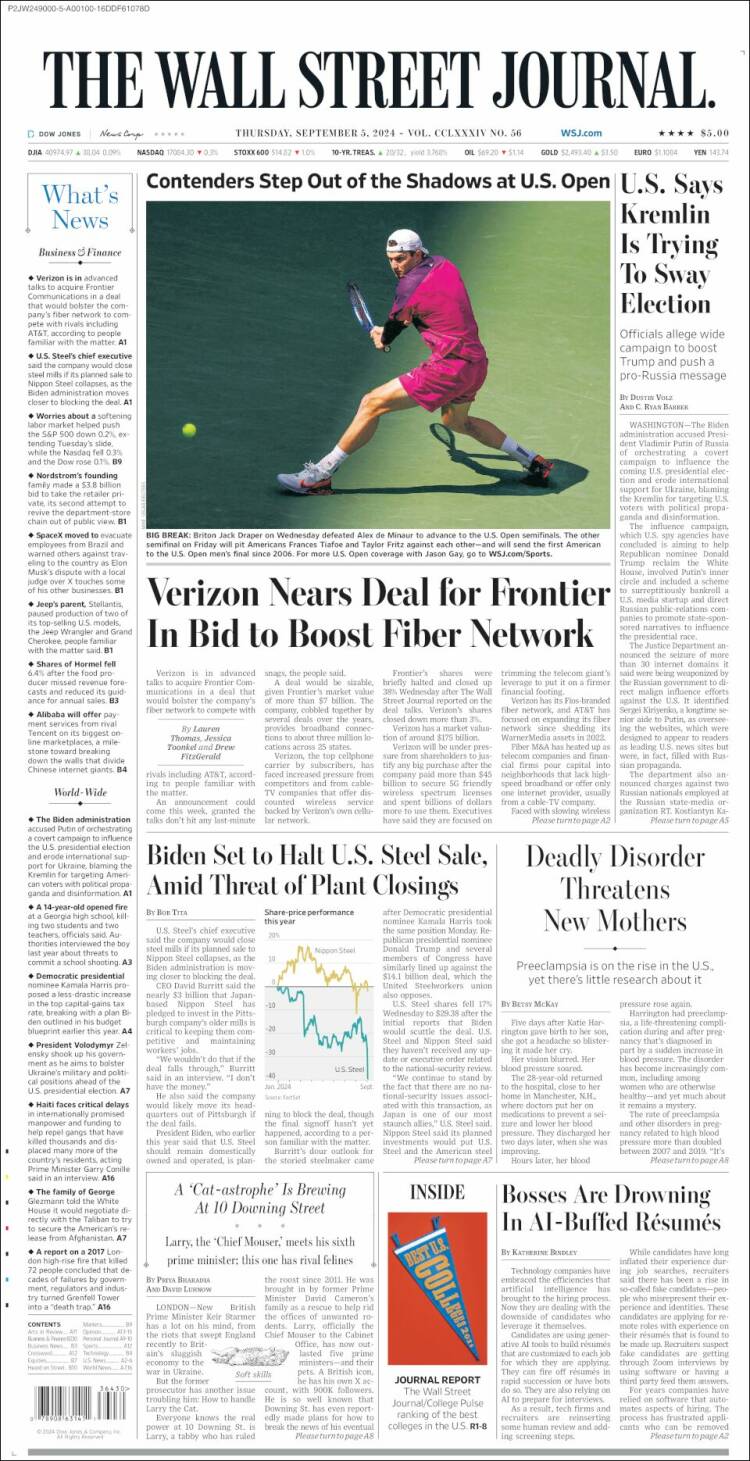 Portada de Wall Street Journal (USA)