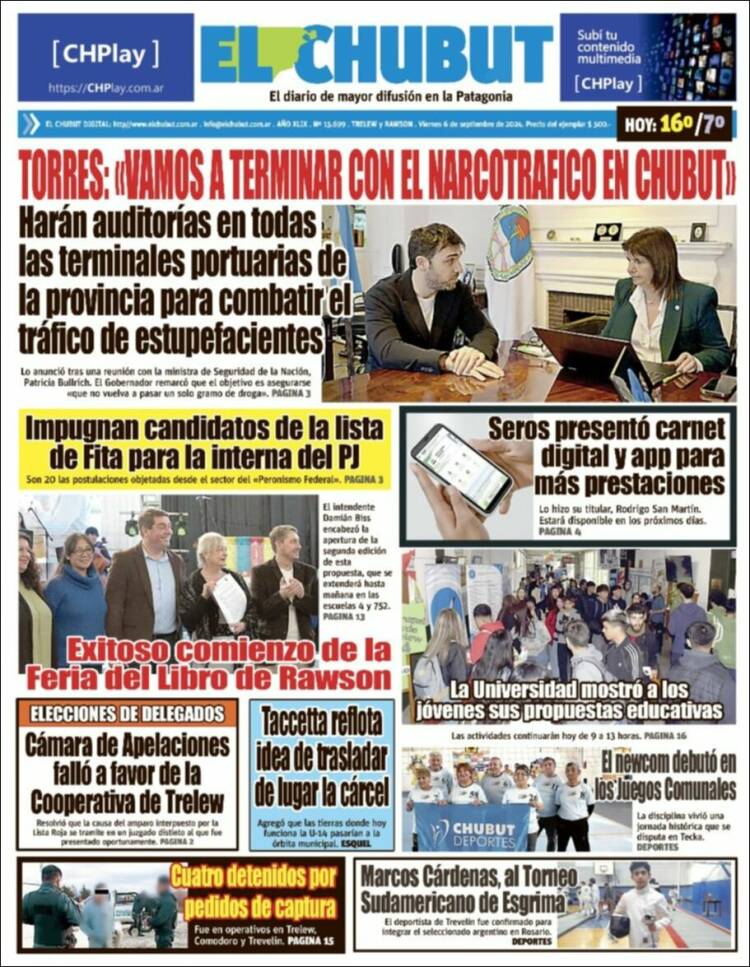 Portada de El Chubut (Argentina)