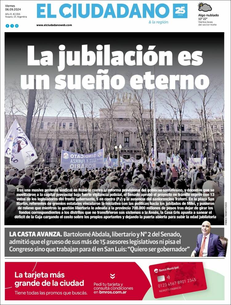 Portada de Diario El Ciudadano (Argentina)