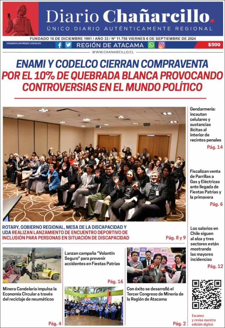 Portada de Diario Chañarcillo (Chile)