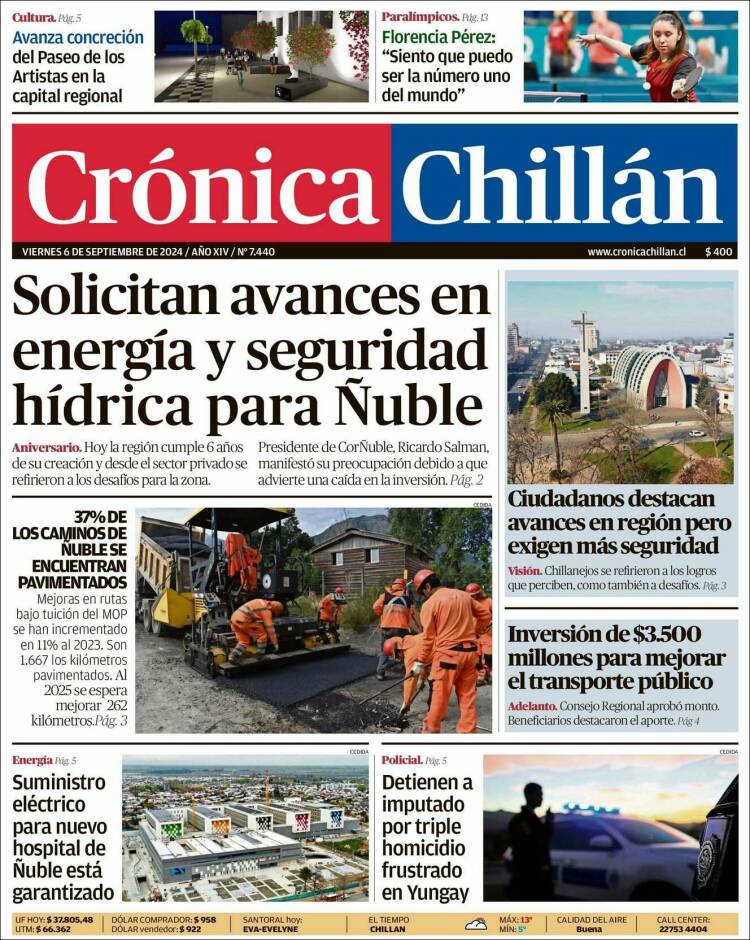Portada de Crónica Chillán (Chile)