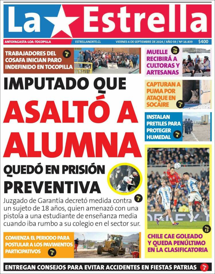 Portada de La Estrella del Norte (Chile)