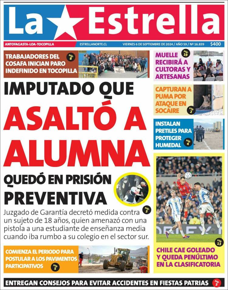 Portada de La Estrella de Tocopilla (Chile)