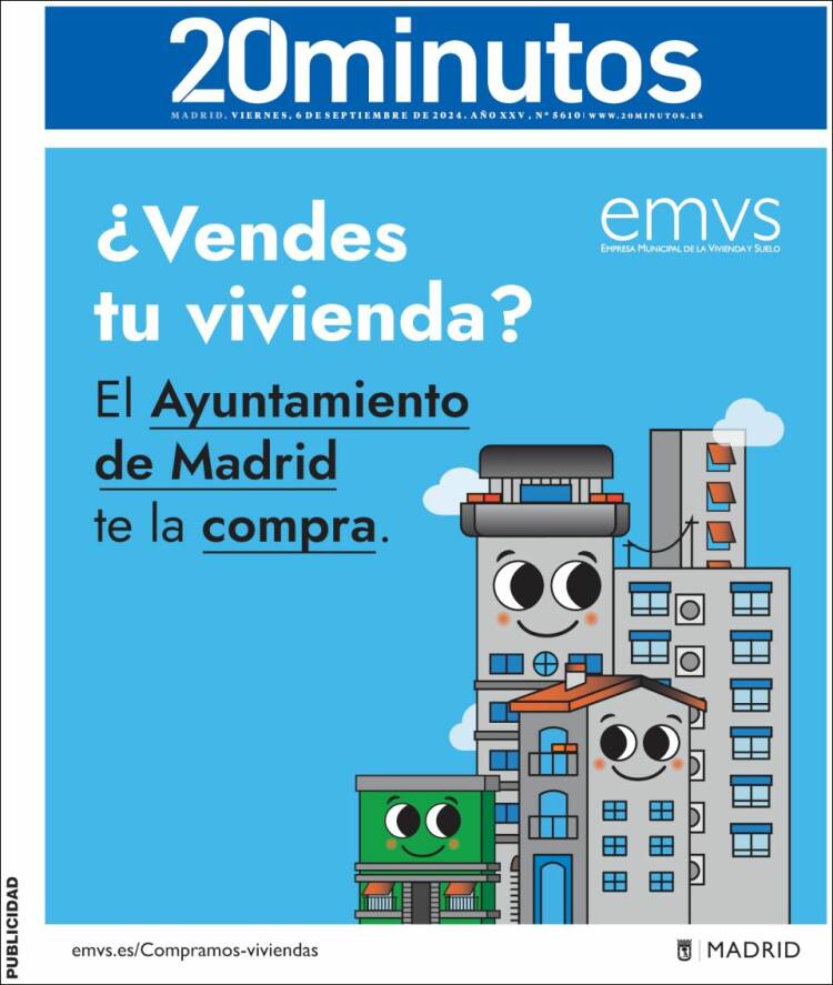 Portada de 20 Minutos - Madrid (España)