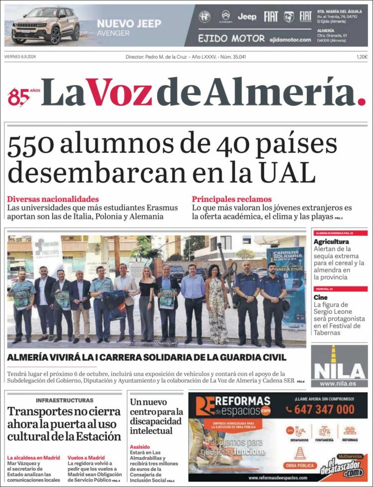 Portada de La Voz de Almería (España)