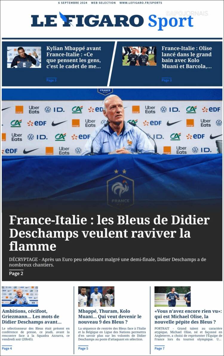 Portada de Le Figaro Sport (Francia)