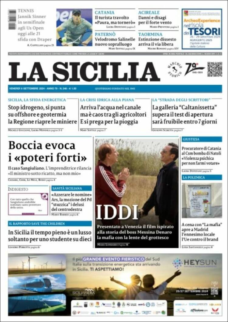 Portada de La Sicilia (Italia)