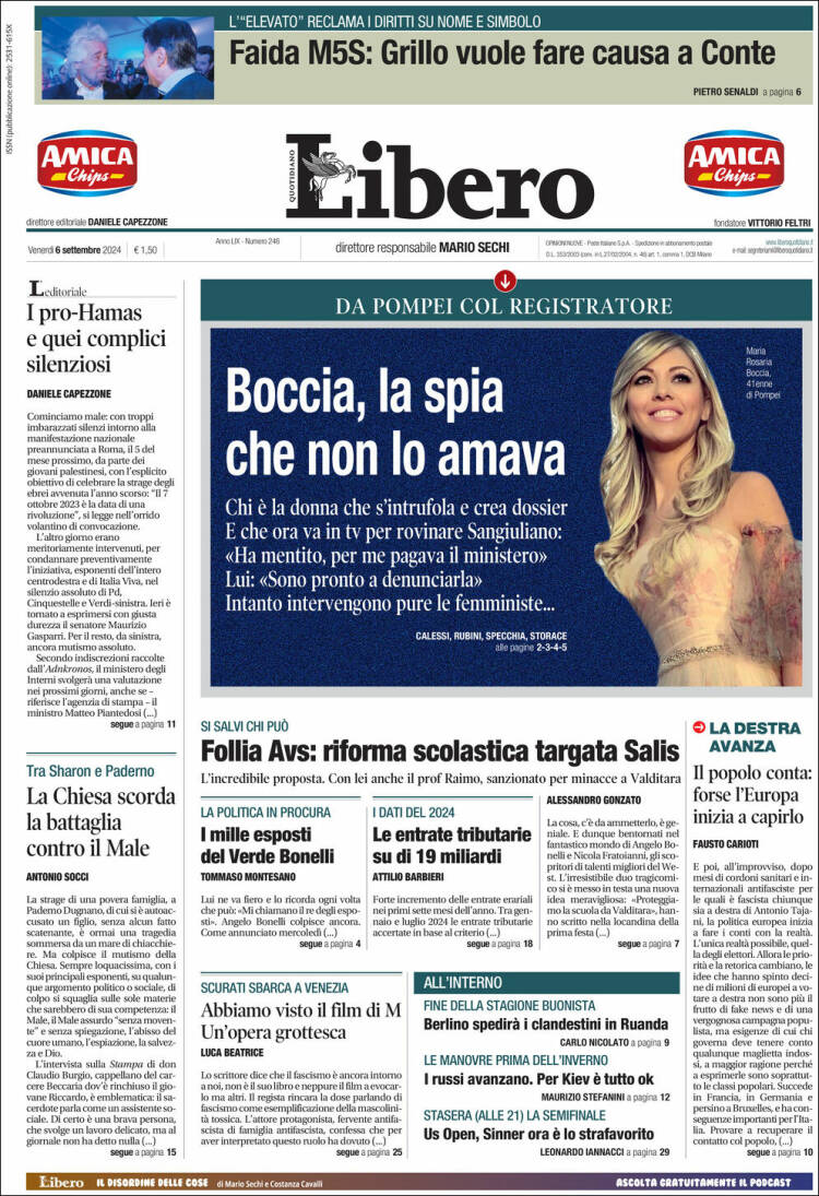 Portada de Libero (Italia)