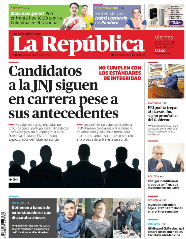 Portada de La Republica (Per&uacute;)