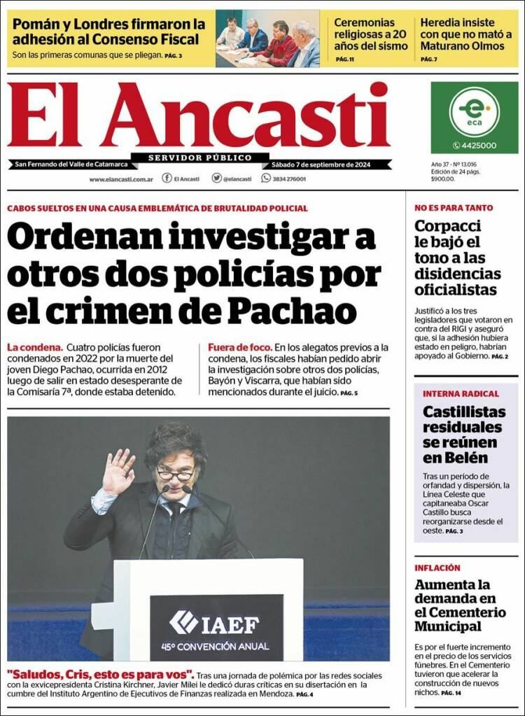 Portada de El Ancasti (Argentina)