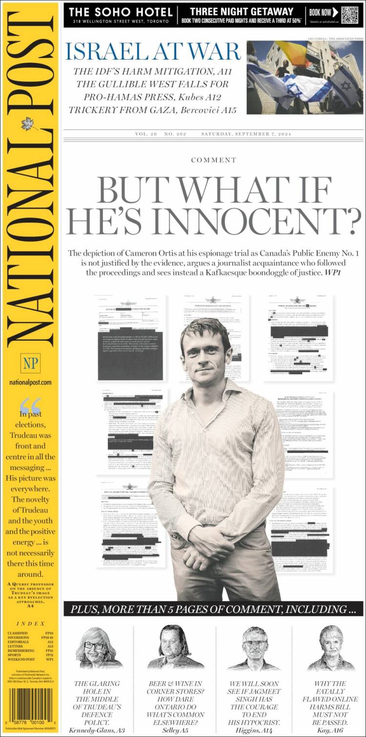 Portada de The National Post (Canadá)