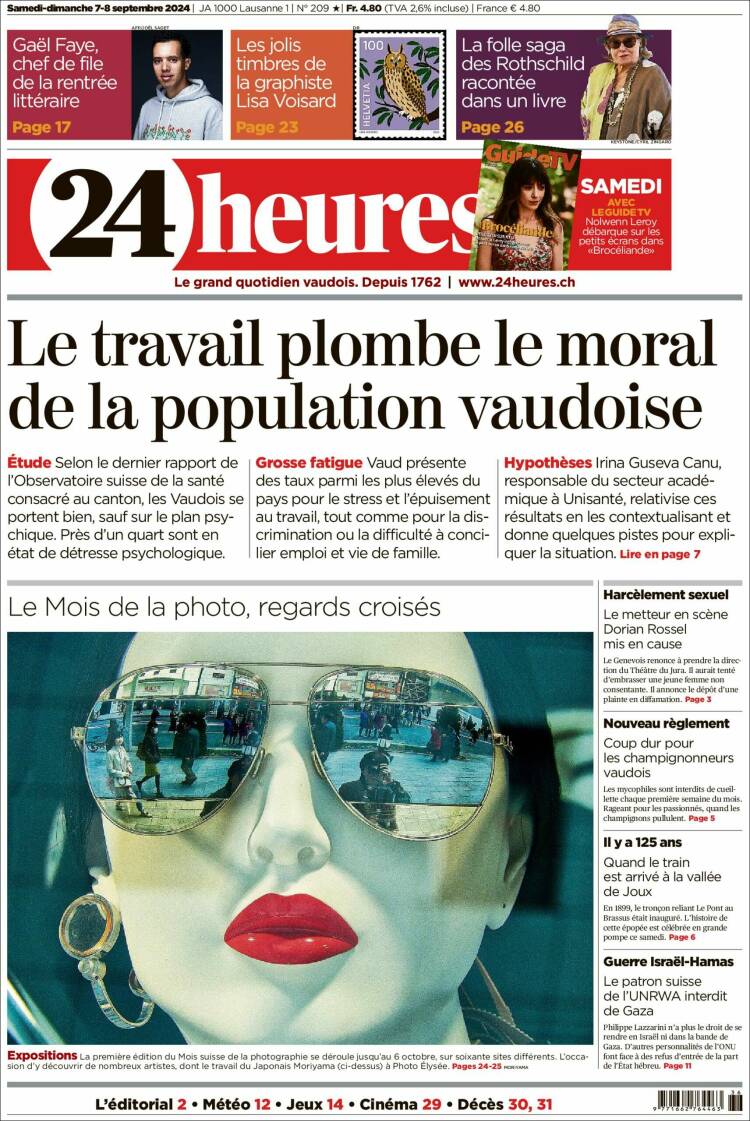 Portada de 24 Heures (Suiza)