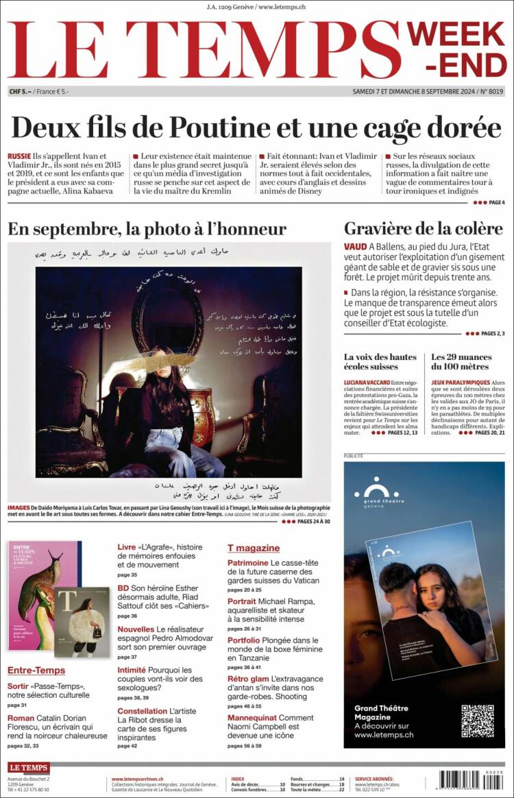 Portada de Le Matin (Suiza)