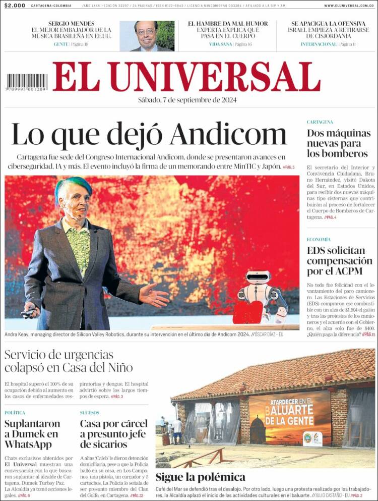 Portada de El Universal (Colombia)
