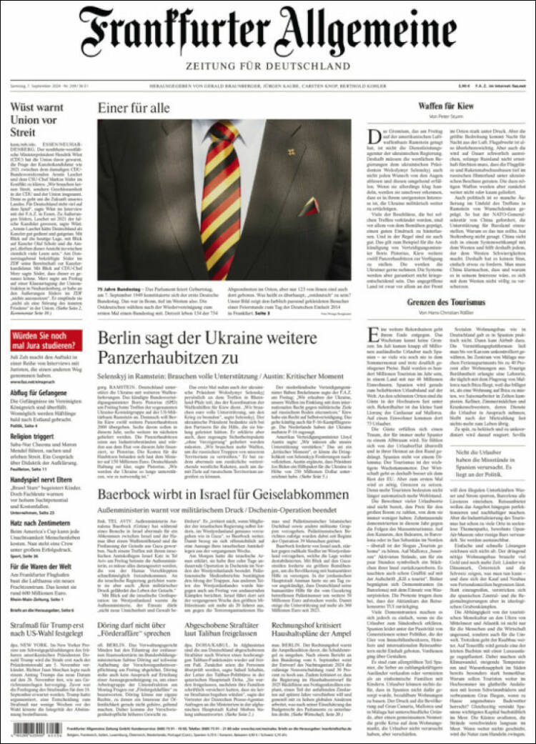 Portada de Frankfurter Allgemeine (Alemania)