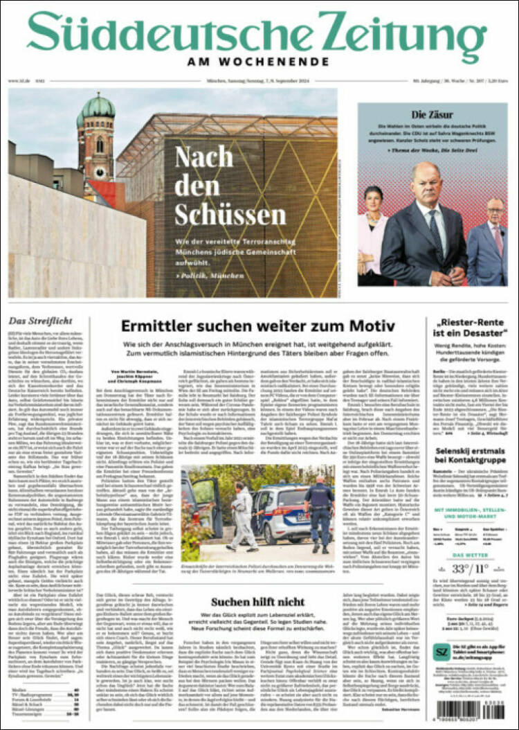 Portada de Sueddeutsche (Alemania)
