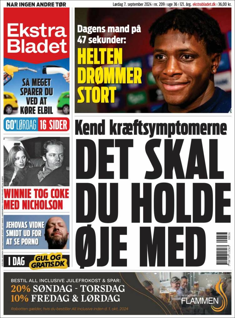 Portada de Ekstra Bladet (Dinamarca)