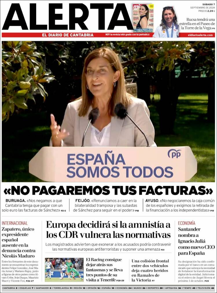 Portada de Alerta - El Diario de Cantabria (España)