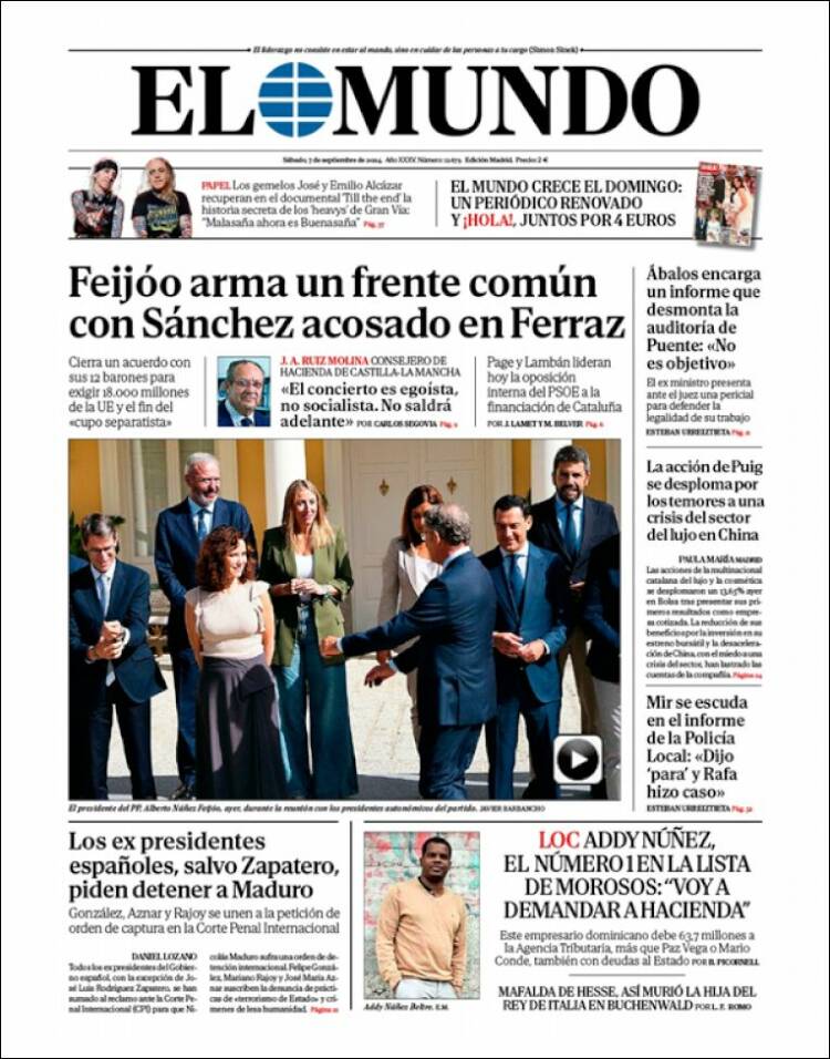 Portada de El Mundo (España)