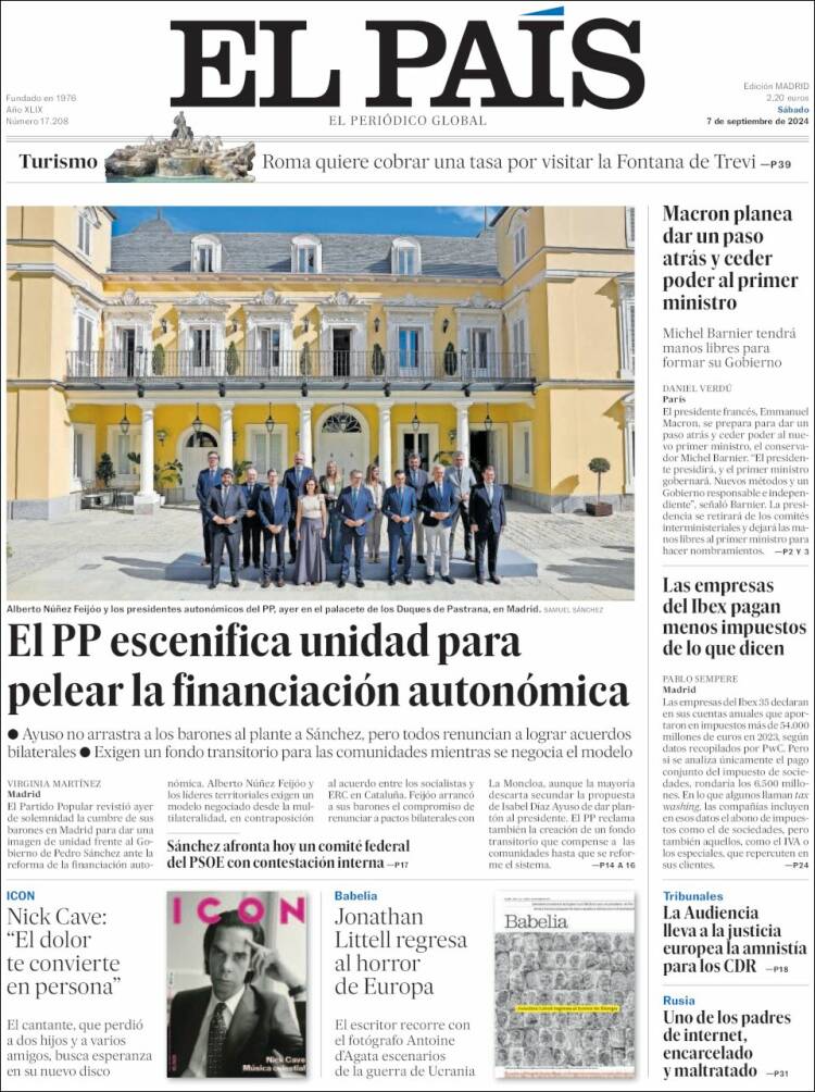 Portada de El País (España)