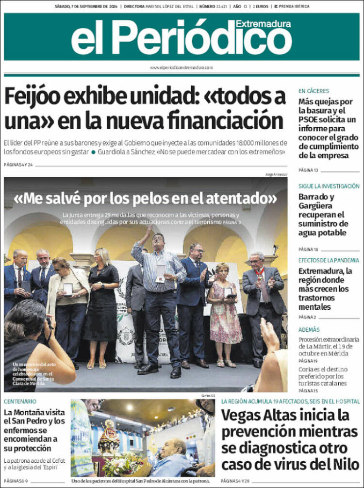Portada de El Periódico de Extremadura (España)