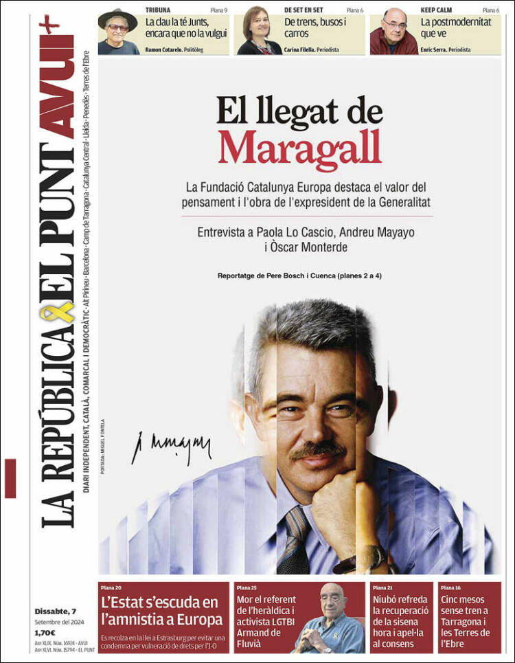 Portada de El Punt Avui (España)