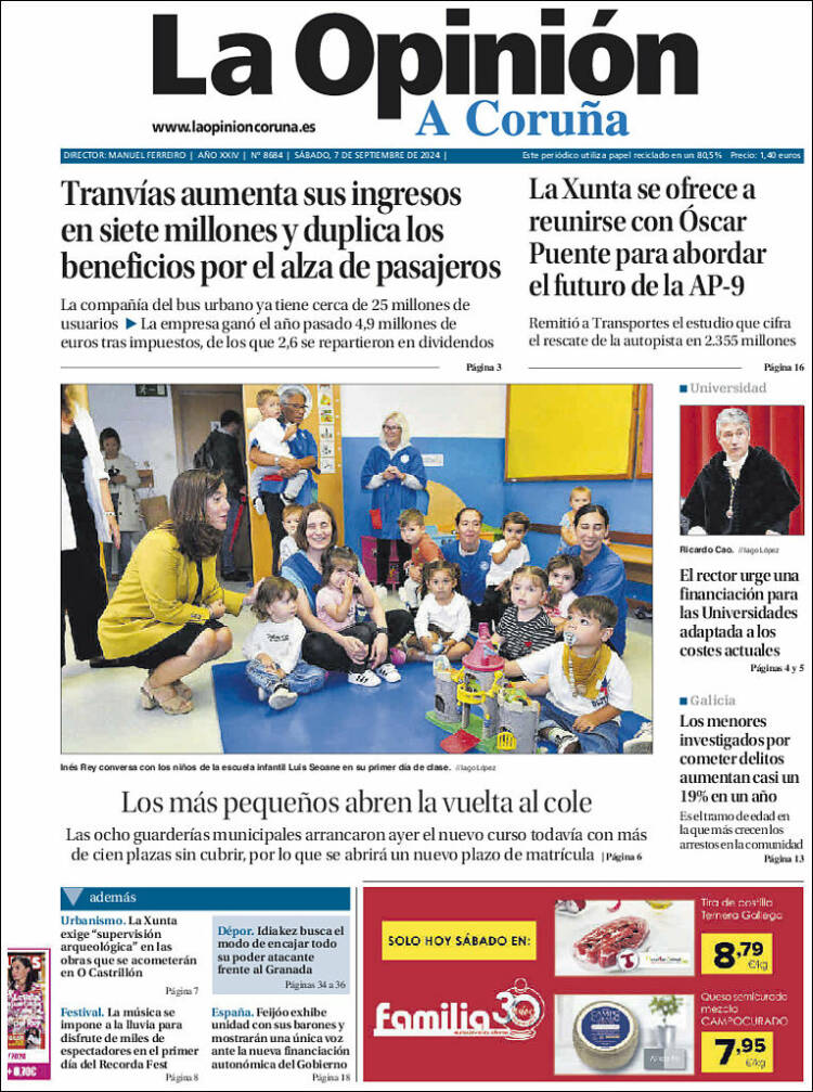 Portada de La Opinión de A Coruña (España)