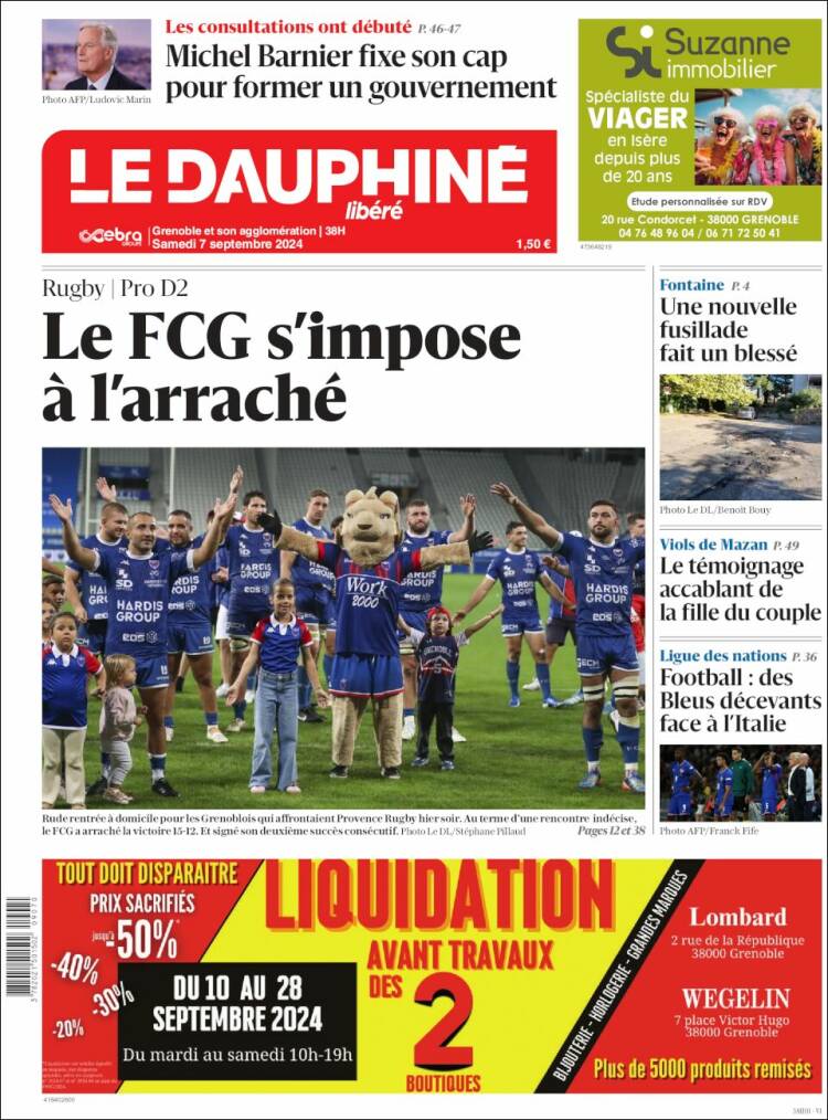 Portada de Le Dauphiné Libéré (Francia)