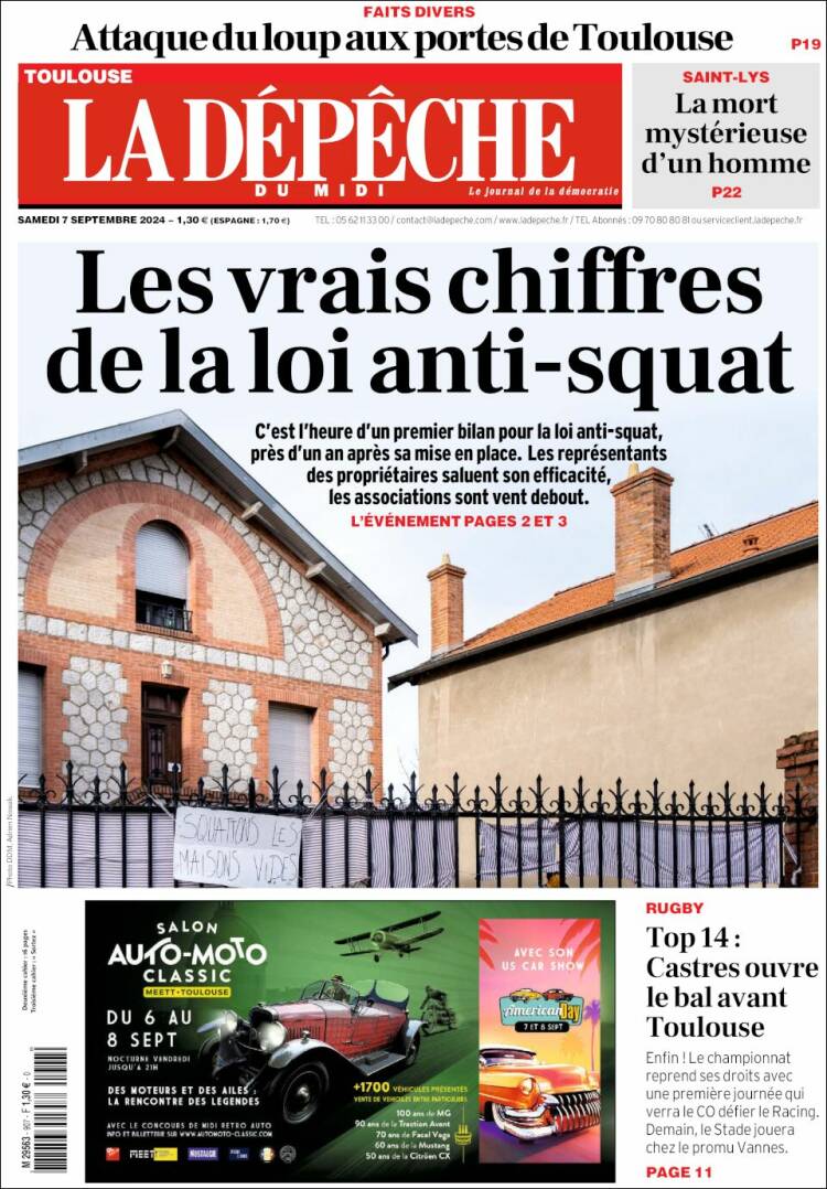 Portada de La Dépêche du Midi (Francia)