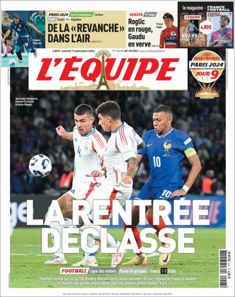 Portada de L'Equipe (Francia)