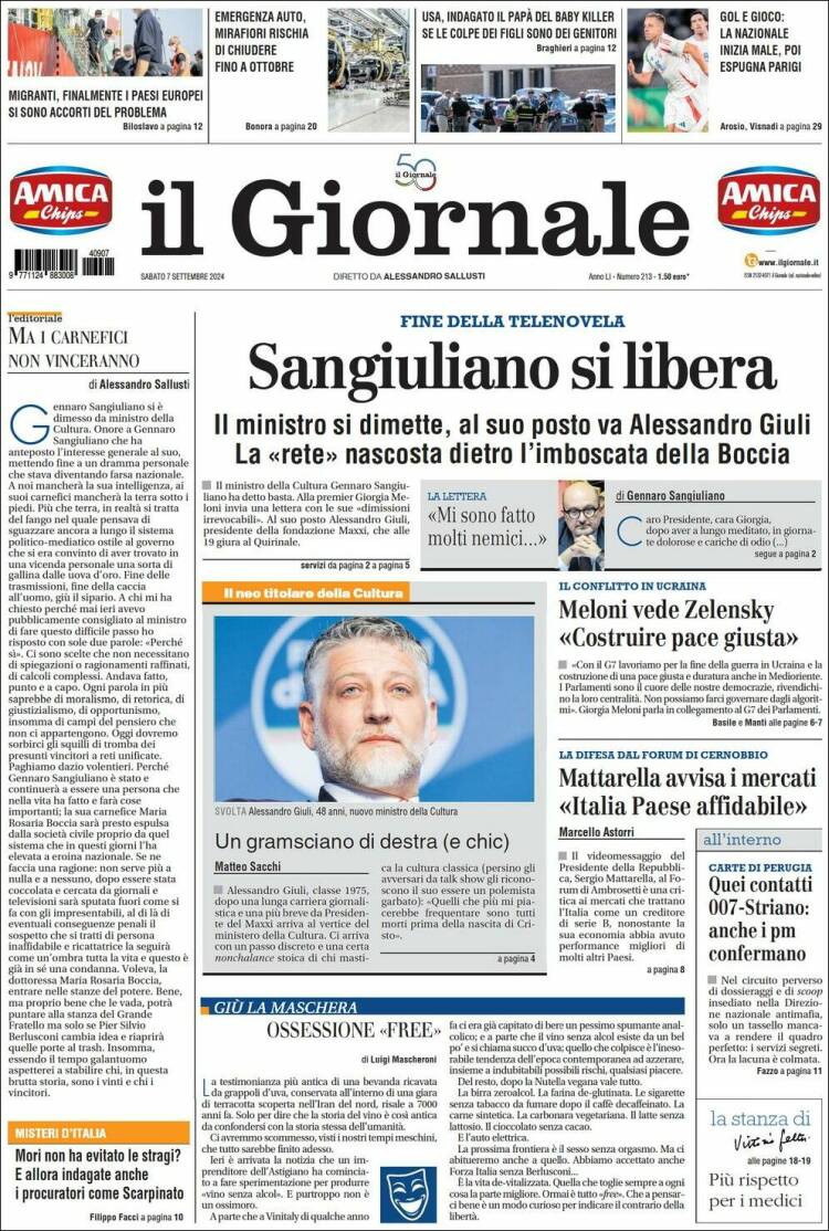 Portada de il Giornale (Italia)