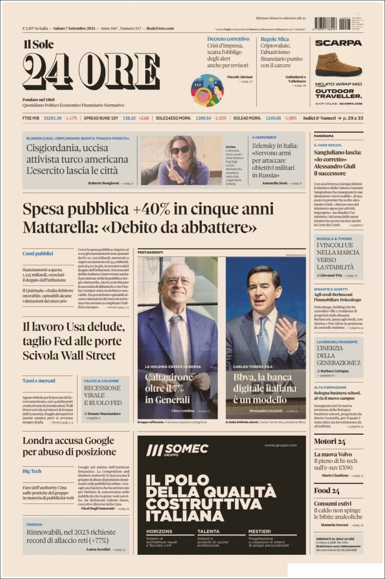 Portada de Il Sole 24 ORE (Italia)