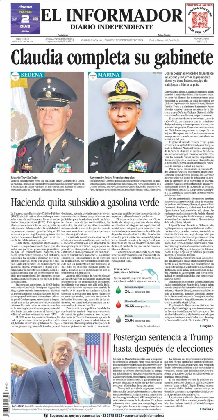 Portada de El Informador (M&eacute;xico)