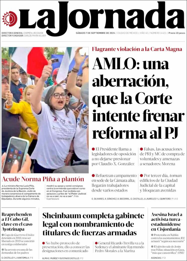 Portada de La Jornada (M&eacute;xico)