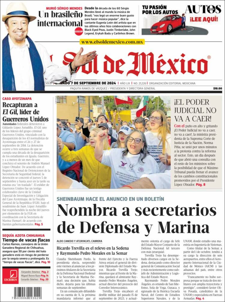 Portada de El Sol de México (M&eacute;xico)