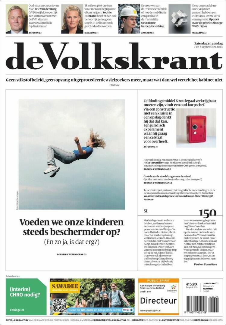 Portada de De Volkskrant (Pa&iacute;ses Bajos)