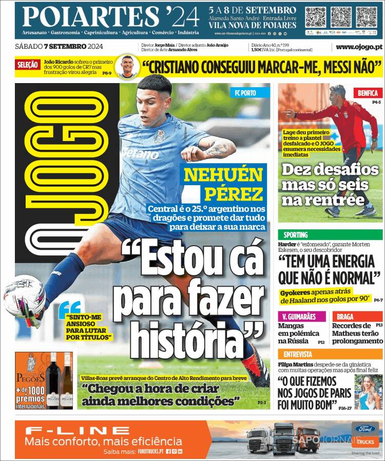 Portada de O Jogo (Portugal)