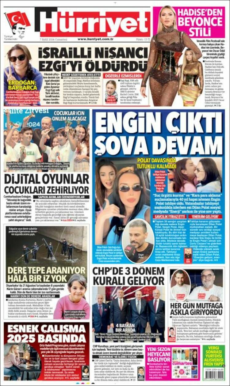Portada de Hürriyet (Turqu&iacute;a)