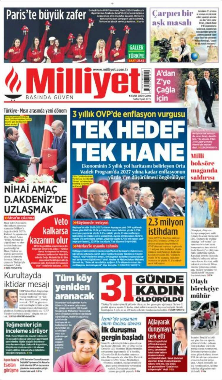 Portada de Milliyet (Turqu&iacute;a)