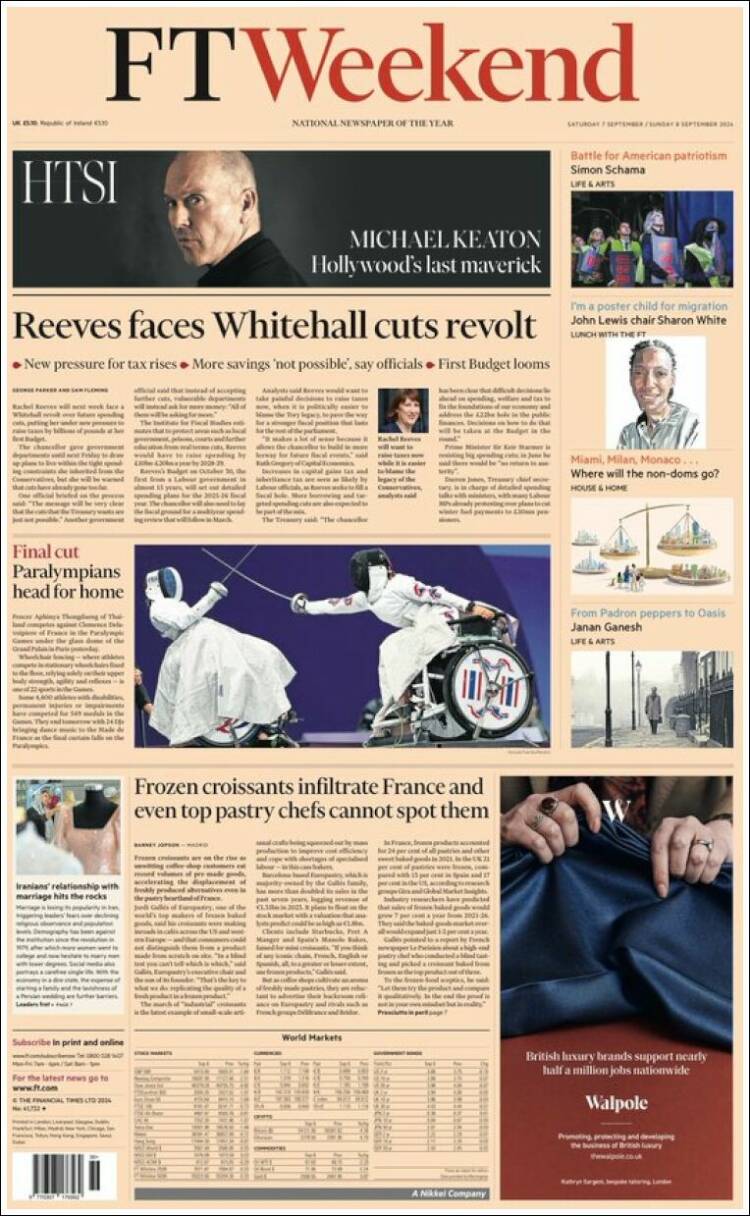 Portada de Financial Times (Reino Unido)