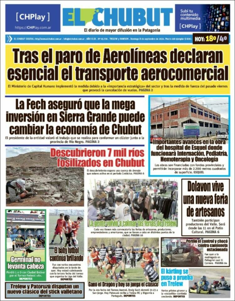 Portada de El Chubut (Argentina)