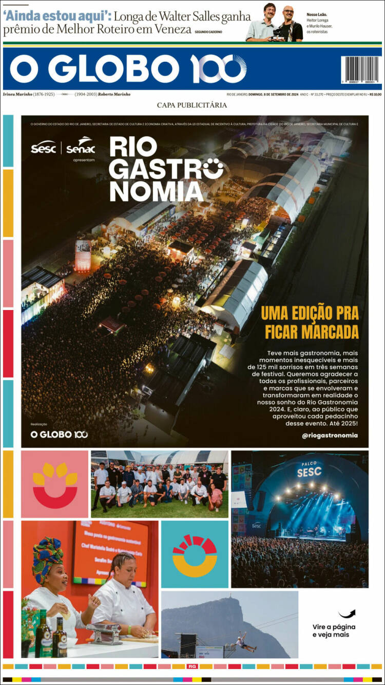 Portada de O Globo (Brasil)
